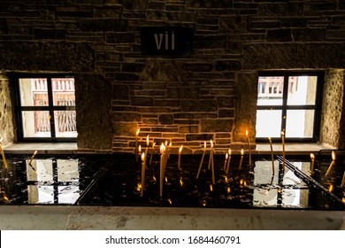 Burning Candles For Dead Or Alive People At Orthodox Or Catholics.