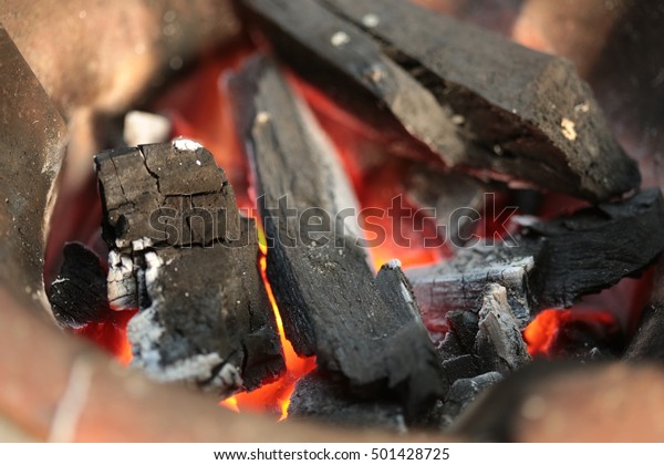 Burning Charcoal On Stove Charcoal Fireplace Stock Photo Edit Now