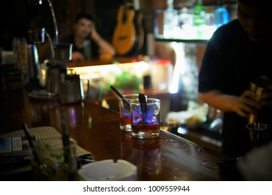 Burning Cocktail In Hanoi Bar