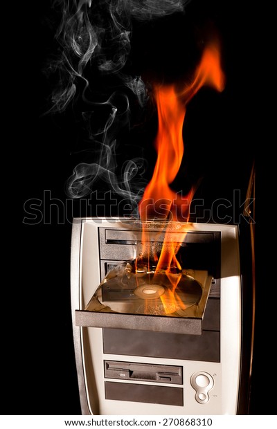 Burning Computer Dvd Drive On Fire Stock Photo Edit Now 270868310