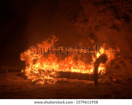 Burning couch in the desert
