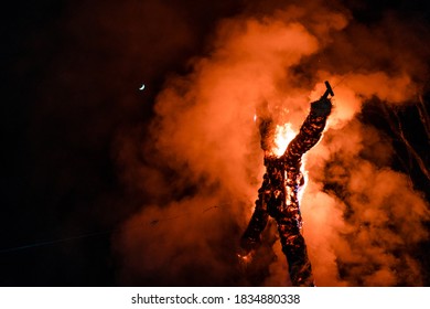 Burning Cross During Pagan Ceremony