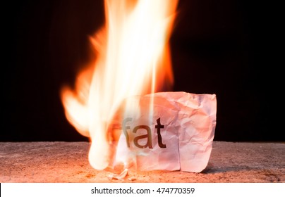 Burning Crumpled Paper With Text 