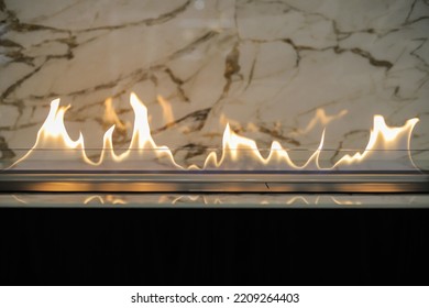 Burning Eco Bio Ethanol Fireplace Close-up