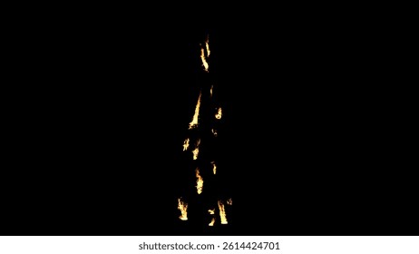 Burning Fire Falling From Top Use Black Background