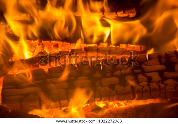 Burning Firewood Coal Closeup Fireplace Royalty Free Stock Image