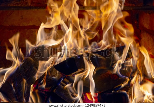 Burning Firewood Fireplace House Giving Heat Stock Photo Edit Now