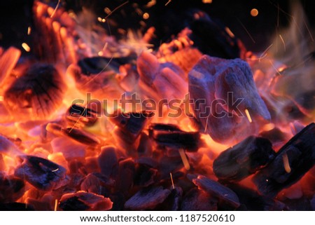 Burning Flames Between Coal Fire