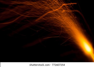 Burning Fuse With Sparks Isolated On Black Background