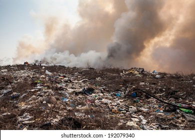 Burning Garbage Heap Of Smoke From A Burning Pile Of Garbage