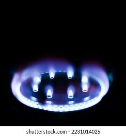 Burning gas burner at the home stove - Shutterstock ID 2231014025