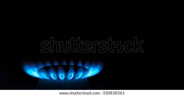 Burning Gas Stove Hob Blue Flames Stock Photo Edit Now 330838361