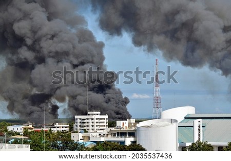 Burning houses during the siege in Zamboanga City, Philippines in 2013