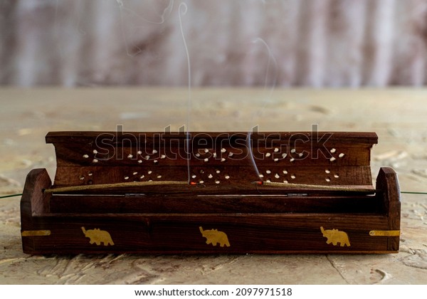 Porta incenso con contenitore Scatola di incenso in legno indiano Stella