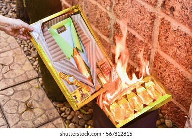 Burning of Joss Paper During Chinese New Year