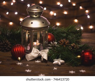 burning lantern and christmas decoration on white background - How To Decorate A Lantern For Christmas burning lantern and christmas decoration on white background - How To Decorate A Lantern For Christmas