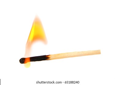 Burning match isolated on white
