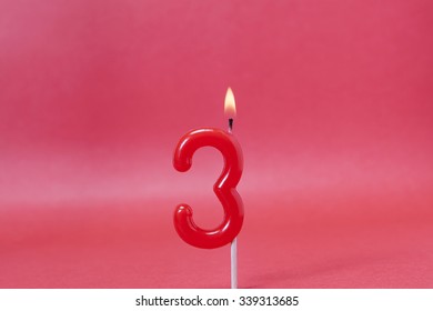 Burning Number 3 Candle