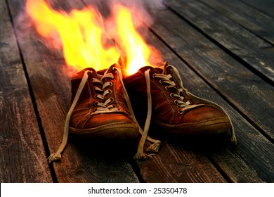 shoes on fire