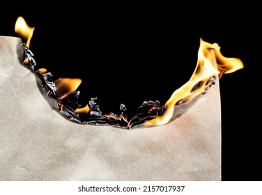 Burning Paper Isolated On Black Background