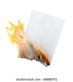 Burning Paper On White Background