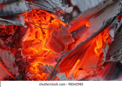 Burning Paper Waste - Close Up With Shallow DOF. Enviromental Concept.