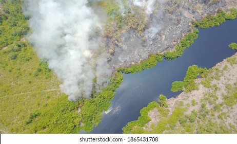 Burning Peat Land Area At National Park