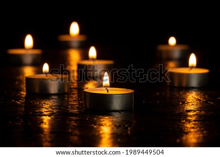 Burning Romantic Candlelight On Black Background