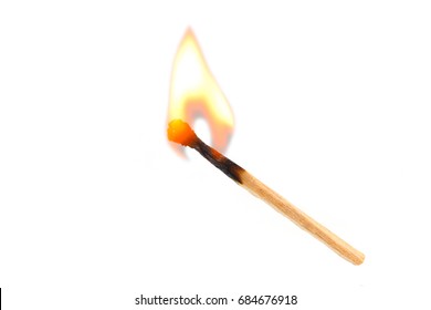 Burning safety-match with red, orange, yellow fire. Isolated on white background - Powered by Shutterstock