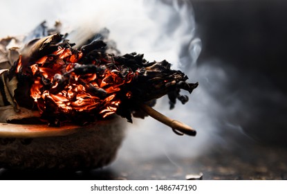Burning Sage with clear embers 