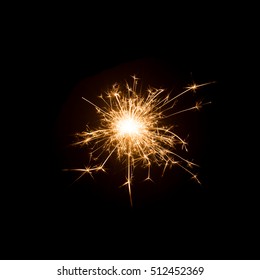 Burning Sparkler Isolated On Black Background