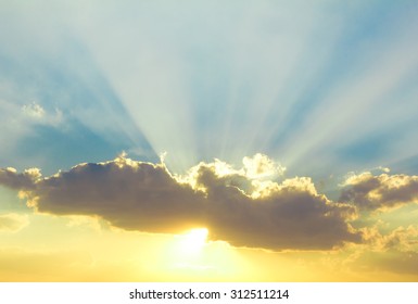 Beautiful Sunset Light Rays Clouds Background Stock Photo (Edit Now ...