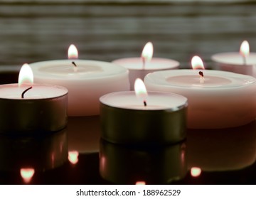 Burning Tea Lights On Blurred Out Stock Photo 188962529 | Shutterstock