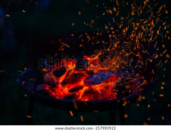 Burning Wood Coal Fireplace Closeup Hot Stock Photo Edit Now