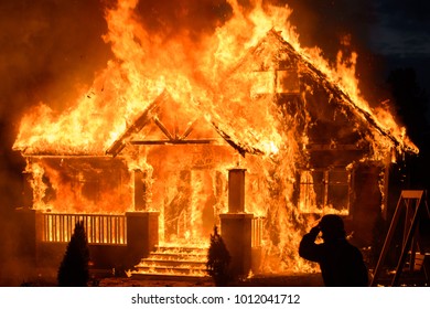 Burning Wooden House