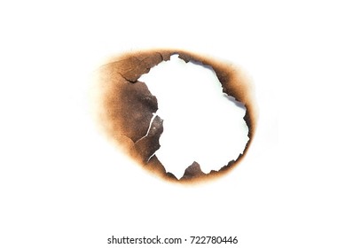 burns paper hole on white backgrounds