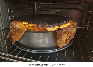 A Burnt Cake Or A Pie In The Oven. Homemade Food