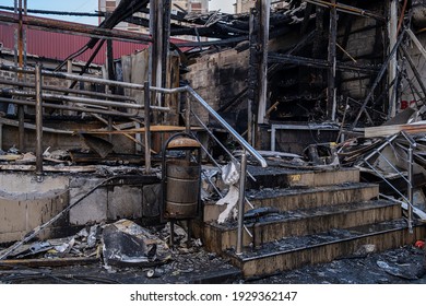 Burnt down commercial store after fire 