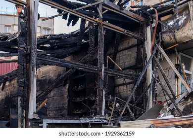 Burnt Down Commercial Store After Fire 