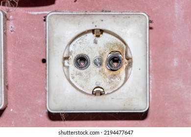 Burnt Electric Power Socket. 220 V Overloaded Phase Cable