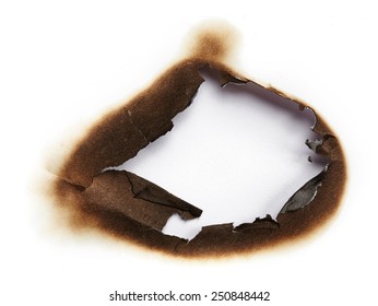 Burnt hole of white paper