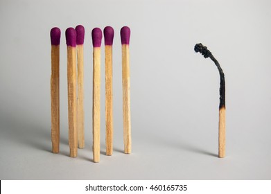Burnt match exclude from group matches - Shutterstock ID 460165735