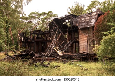 Burnt Old Wooden House