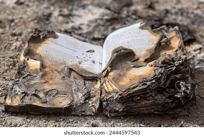 Burnt open book with burnt pages - Powered by Shutterstock