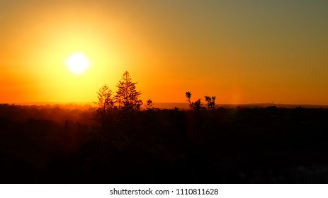 Burnt Orange Sunset At Moffat Beach, Queensland, Australia