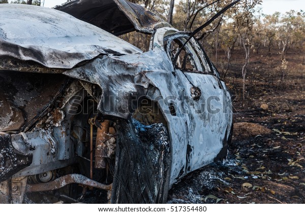 Burnt out car in Katherine National Park,\
Northern Territory