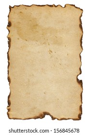 burnt paper isolated on a white background