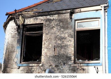 Burnt Remains Of A Property After An Accidental House Fire