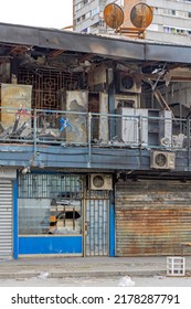 Burnt Shops Aftermath Big Fire At Strip Mall Shopping Centre