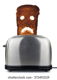 Burnt Toast Bread  In A Toaster